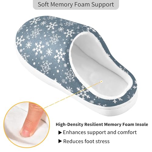 Fuzzy Memory Foam Slippers for Women/Men Christmas White Snowflakes Pattern Fluffy Winter House Shoes Indoor and Outdoor3