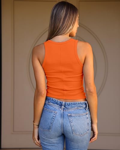 Dwnval Womens Sexy Sleeveless Scoop Neck Tank Tops Summer Slim Fitted Ribbed Kintted Full Length Top2