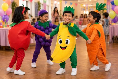 Image of Raj Costume Kids Fruit & Vegetable Fancy Dress Costume | Soft Felt Fruit and Vegetable Cutout Costume for Boys & Girls | School Annual Function