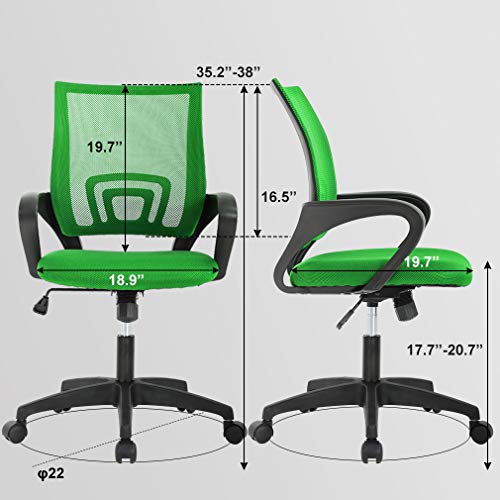 Home Office Chair Ergonomic Desk Chair Mesh Computer Chair With Lumbar Support Armrest Adjustable Rolling Swivel Chair For Women Adults, Green #TOP6