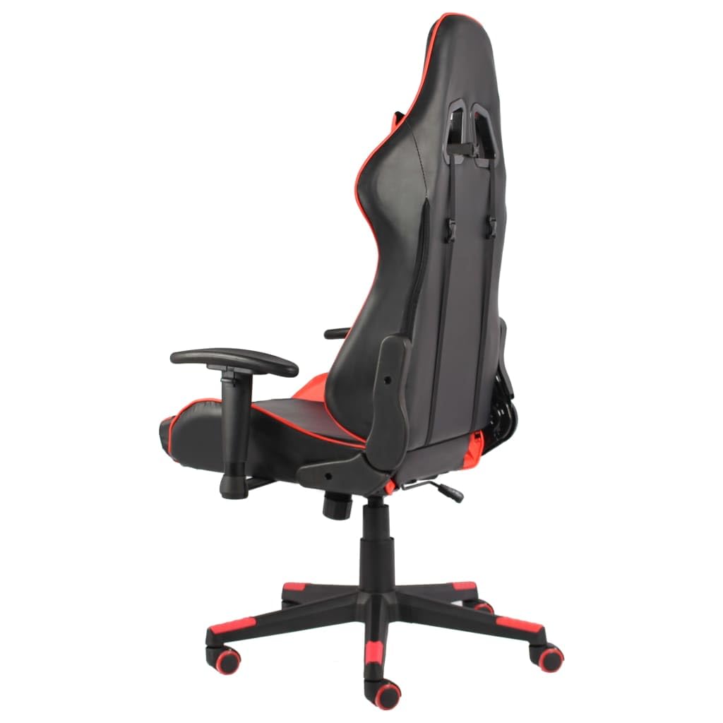 Mangloder Gaming Stuhl drehbar rot PVC, ergonomisch höhenverstellbar mit Armlehne, Lendenkissen und Nackenkissen, Liegefunktion für Büro Schreibtisch Homeoffice PC Konsole Erwachsene Jugendliche