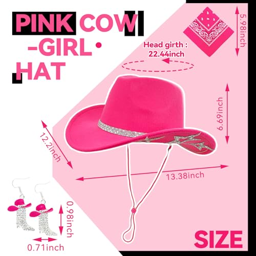Image of SHENYI Cowgirl Hat and Bandana and Heart Sunglasses Glitter Rhinestone Star Cowboy Hat Western Sparkly Hats for Women Men