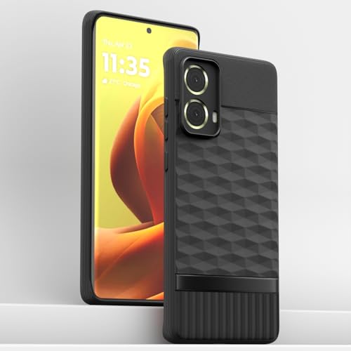 Image of Pikkme Back Cover for Motorola Moto G85 5G Camera Protection 3D Hexa Cube Design Silicone Protective Bumper Case (Black)