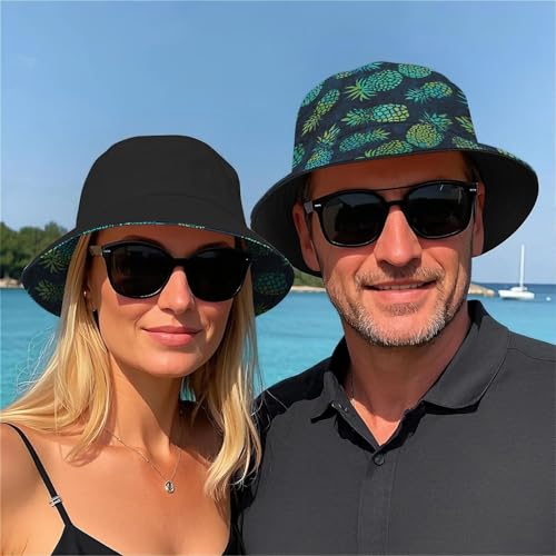 Image of Cool Bucket Hat Beach Sun Hat Beach Fishing Hat for Men Women Teens, Reversible Double-Side-Wear