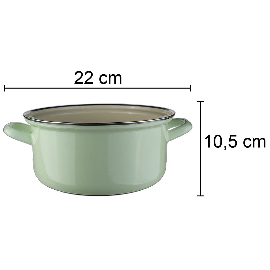 Riess 0281-006 - Casseruola classica con bordo cromato, diametro 22 cm, colore: Verde chiaro