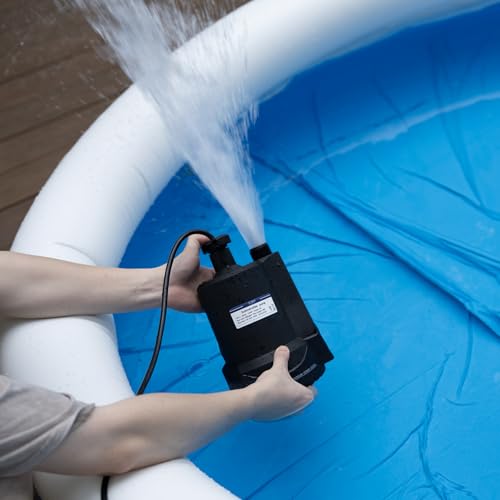 JUWO Sump Pump Submersible, 1/3 HP 2000GPH Thermoplastic Portable Utility Pump, Electric Water Pump for Swimming Pool Tub Basement Garden Pond Draining with 10ft Cord