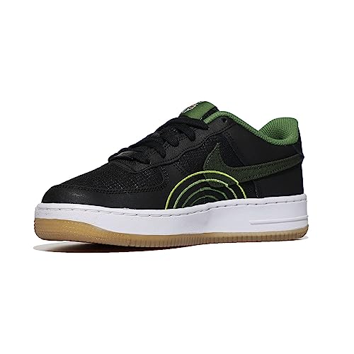 Nike Tenis Air Force 1 LV8 para niños, Negro/Verde Carbono/Treeline/Blanco, 4.5 Big Kid