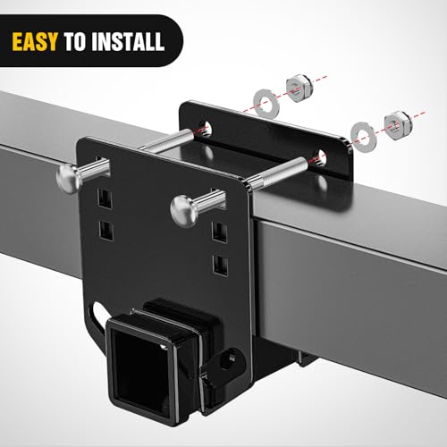 Image of Nilight RV Bumper Hitch Receiver, Height Adjustable Trailer Hitch Adapter, 2 inch Receiver for RV Bumper, Heavy Duty Steel RV Hitch for Cargo Carrier Bike Rack Trailer Towing Ball Mounts