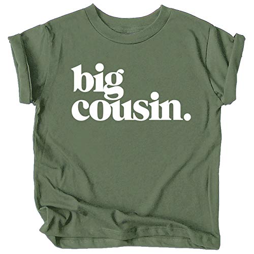 Bold Big Cousin T-Shirts for Girls and Boys Fun Family Outfits Military Green Shirt