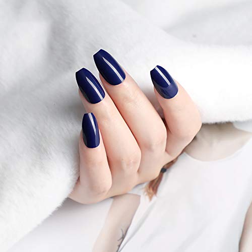 Laza 96pcs Colorful Fake Nails Ballet Coffin Ballerina Medium Full Cover Long UV Coat Artificial Acrylic Nails for Daily Use - Grape Rum