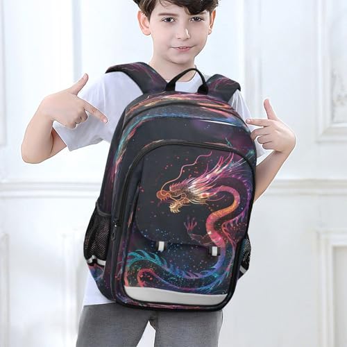Sac à dos ordinateur portable enfants Dragon Magic grand compartiment pour collégien lycéen B376 - 2