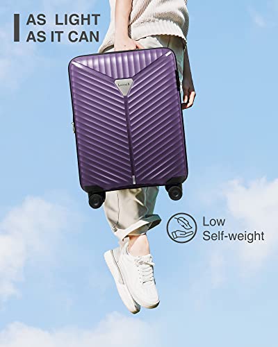 Luggex Purple Carry On Luggage Sets 2 Piece With Spinner Wheels - Expandable Suitcase With Usb Port - Travel Luggage Set Of 2, Lightweight #TOP1