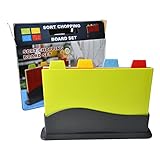 【4 verschiedene Farben von Küchenschneidebrett-Set】: Das Paket enthält 4 verschiedene Farben von schneidematte küche, jedes Stück misst 20 x 30cm.Sie können rohe und gekochte Lebensmittel sortieren, um Geruch zu vermeiden. Frühstücksbrettchen mit ständer verhindert, dass Bakterien auf beiden Seiten wachsen, ideal zum Schneiden von Gemüse.