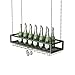 HLY Scaffalature, portabottiglie da appendere al soffitto, per bottiglie di vino, vintage, da parete, in metallo, nero, per bar, cucina, altezza regolabile, 60 x 25 x 20 cm
