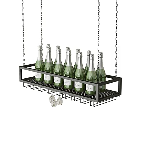 Support bouteilles vin mural vintage métal noir range bouteille 120cm - 2