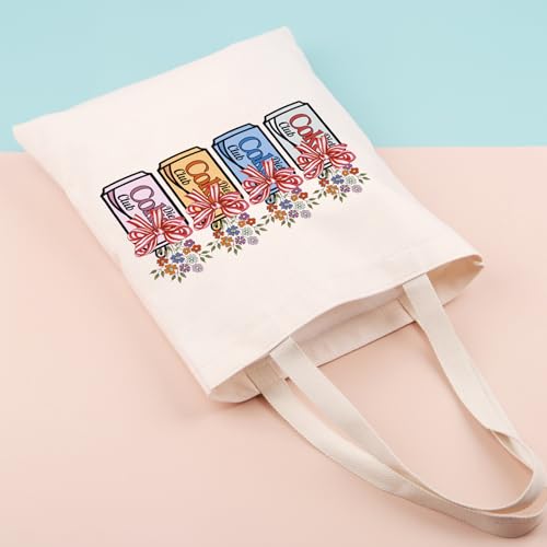 Image of JNIAP Drinks Pink Bow Coquette Tote Bag Drinks Wild Flowers Grocery Bag Soda Drinks Lover Gift (Co)