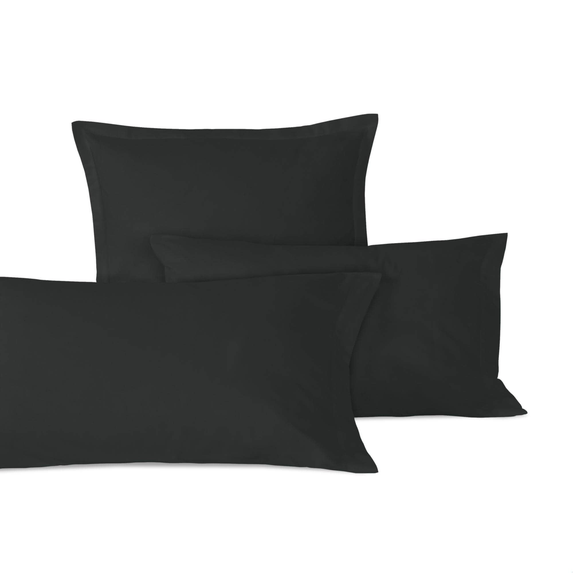 Basic Funda Almohada Negro Negro, 45x110 cm (Cama 90/180/200), 100% Algodón, Calidad de 150