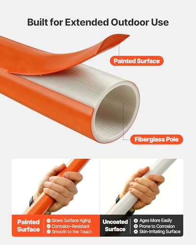 Image of VEVOR Manual Pole Saw, 7.3-27 ft Extendable Tree Pruner, Sharp Steel Blade High Branches Trimming, Manual Branch Trimmer with Lightweight 8 Fiberglass Handles, for Pruning Palms and Shrubs