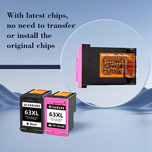 Sanune 63Xl Black Ink Cartridges Remanufactured For Hp Ink 63 Hp63 Hp63Xl Compatible With Hp Officejet 3830 4650 5255 5258 5200 4652 4655 Envy 4520 4512 Deskjet 2130 2132 Printer (2-Pack High Yield) #TOP6