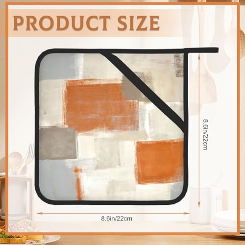 Bamowey BAM-GRD-123 2 Pack Orange And Grey Pot Holders For Kitchen Heat Resistant, Abstract Art Painting Potholders thumb #1