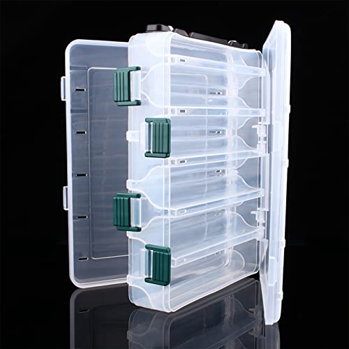 Boîte de rangement pour leurres de pêche transparent double face à 12 compartiments