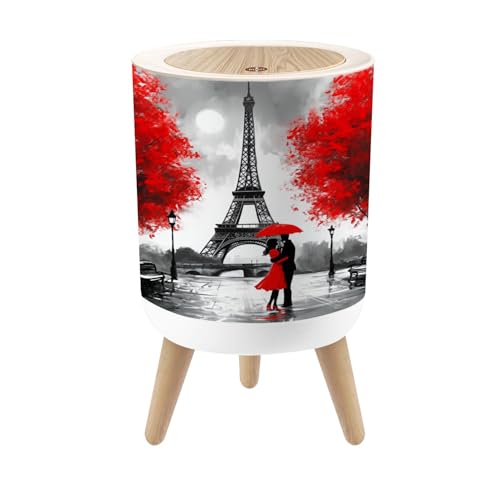 Caneca de basura pequeña con tapa pintura París 1.8 gal