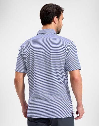 Mens Golf Shirt Dry Fit Short Sleeve Striped Polo Shirts, Navy Blue, XL - 2