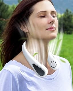 Upoovver Neck Fan, Portable Personal Fan for Woman, Man, Rechargeable Hands Free Fan, With 360° Free Rotation, Bladeless Quiet 3 Speeds Headphone Design (White)