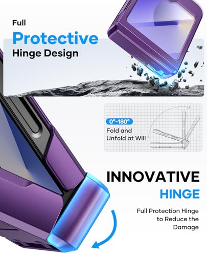 Image of ASAFCASE for Samsung Galaxy Z Flip 6 and Z Flip 7 FE Wallet Case, Purple | Card Holder (3 Cards), Outer Screen Protector, Hinge Protection, Heavy Duty, Shockproof Rugged & Fit Stylish Case Phone Cover
