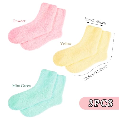 Abeillo 3Pairs Aloe Socks Moisturizing Spa Socks Sleeping Fuzzy Socks for Dry Feet Overnight, Non Slip Coral Fleece Lotion Socks Women Spa Pedicure Foot Care Socks for Repairing Dry Feet,Cracked Heel