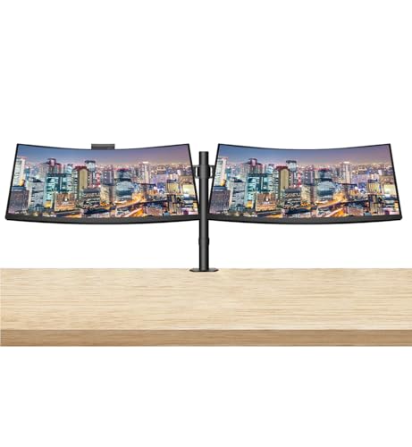 Image of HP Series 5 Pro 34-inch 534pm Curved 2K WQHD 1440P Conferencing Monitor, 2-Pack Built in Webcam and Mic, DisplayPort, USB Hub Bundled with Desk Mount Dual Monitor Stand
