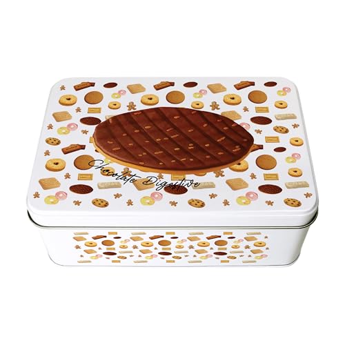 Purely Home Chocolate Digestive Biscuit Tin - Rectangular Metal Storage Container for Baking Novelty Kitchen Gifts 195 x 125 x 75mm