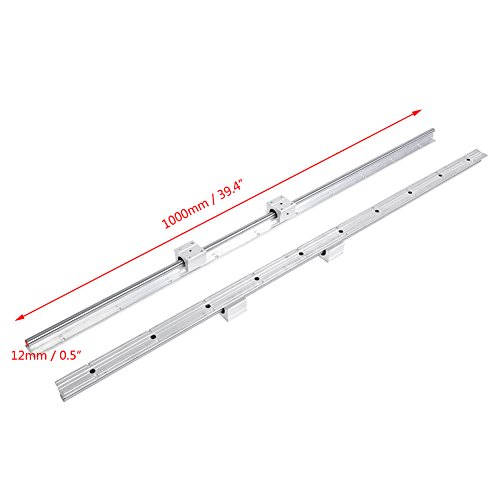 FTVOGUE 2 szt. SBR12-1000 mm 12 mm liniowa szyna ślizgowa + 4 szt. blok łożyska SBR12UU do maszyn do pakowania drewna i maszyn CNC
