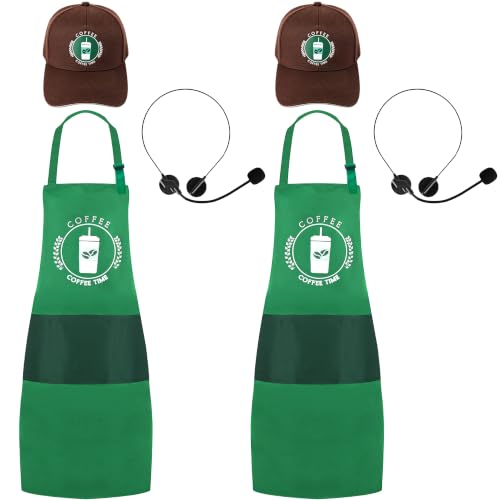 Flahard 6-Piece Couple Barista Costume Set for Adults