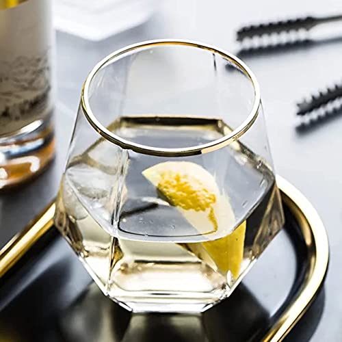 Image of Premium Golden Rim 350ML Water-Juice & Whisky Glasses Set of 6 Crystal Drinking Glass for,Juice, Milk,Coke,Beer,Beverage,Vintage Style Home,Office Everyday Use (GDR-06)