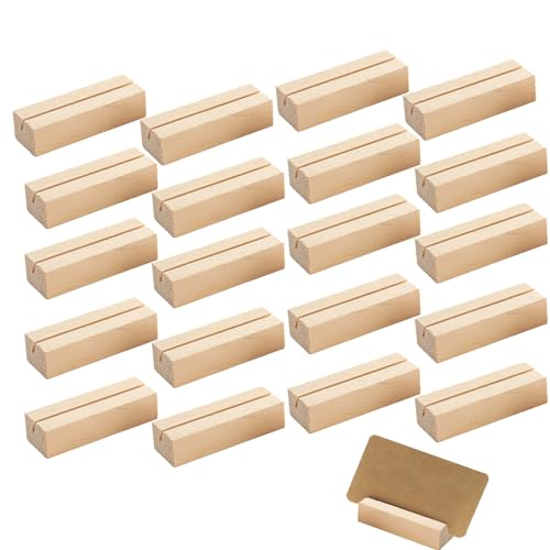20 PCS Premium Massivholzständer 2.7inch lang, 0.9inch breit und 0.7inch hoch, kleiner Kartenhalter, Fotoständer, Hochzeit hölzerner Tischnummernhalter, eleganter und stilvoller hölzerner Block Karten