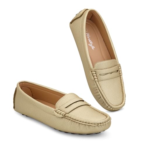 Herstyle Women's Loafers, Comfy Dress Flats, Slip-On Penny Loafers & Moccasins with Cushioned Footbed, Lightweight Business Casual Shoes for Office, Walking & Travel (2025), LightGold, Size10.0,Keiran by Herstyle - Used condition - Image 4