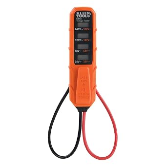 Klein Tools ET45 Digital AC/DC Voltage Tester, 12-240V AC, 32-330V DC, LED Illumination, DC Polarity, Auto Off, CATIII 350V-Class 2-Double Insulation, IP44 Dust & Water Resistant, No Batteries Needed
