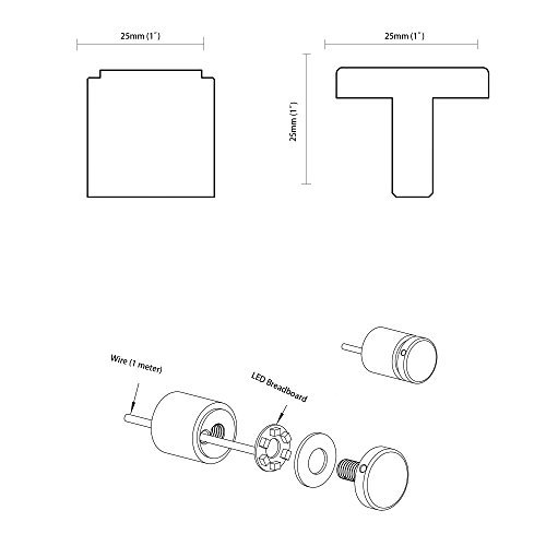 Topnike Led Sign Standoffs 1"×1", Silver Aluminum, White Led Standoff Sign Holder, For Glass, Acrylic And Other Transparent Plates, Pack Of 4 Led Standoffs With 1 Power Supply. #TOP4