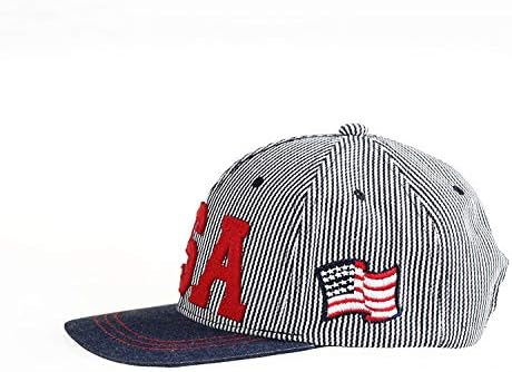 Miniatura 4 de Sombrero de béisbol a rayas para niños pequeños, sombrero de béisbol con diseño de bandera estadounidense