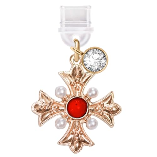 Colgante para teléfono celular ELISE & FONDA con cruz de cristal rojo