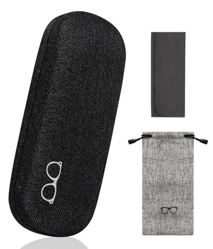 Image of Glasses Case Hard Shell Eyeglass Case with Cleaning Cloth Unisex Reading Hard Glasses Cases for Women Men