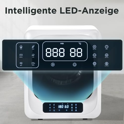 Secador de acero inoxidable con protección UV de gérmenes, capacidad de 4 kg, 850 W, 6 programas, montaje en pared, pantalla LED, 60 dB silencioso, moderno secador de aire para casa y apartamento