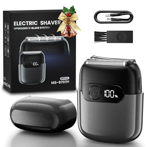 Electric Foil Shaver for Men :3D Floating Blades, LED Display, USB-C Fast Charge, IPX8 Waterproof - Perfect for Travel & Smooth Shaving at Home Gray