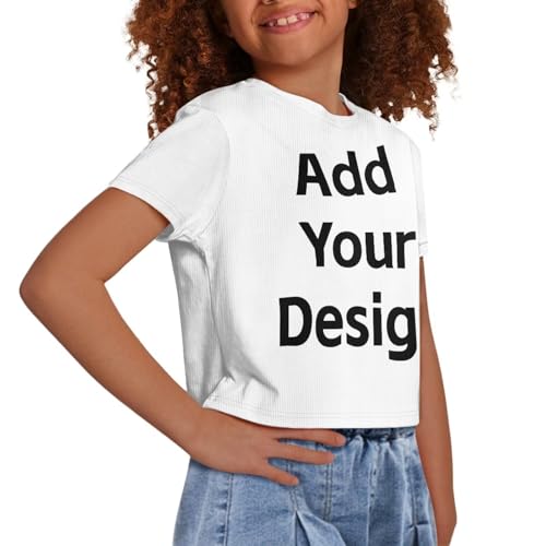 Image of Girls Fashion Crewneck Tee Shirts Casual Short Sleeve Crop Top Summer Outfits 5-14 Years Old
