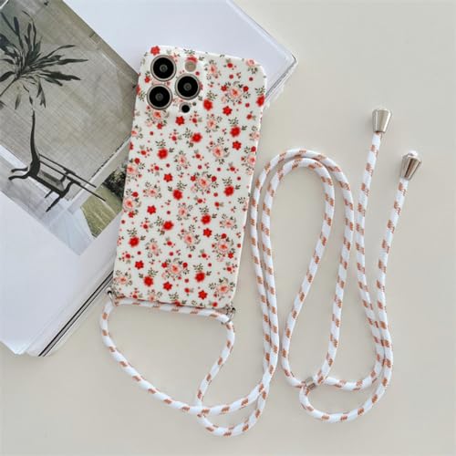 Lanière sangle de téléphone pour iPhone 7 Plus finition fleurie et coque renforcée