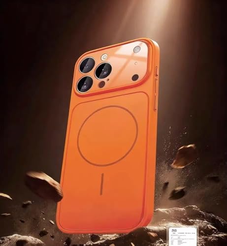 Image of Back Cover for iPhone 14 Case Soft Matte Glass Protective Camera Lens Plating with Magnetic for Magsafe Wireless Charging TPU Cover for iPhone 14 Orange