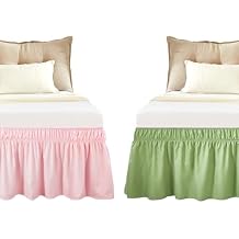 Pink & Green Queen Size Bed Skirt 12 Inch Drop