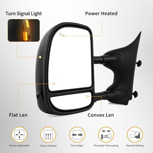 image for DWVO Towing Mirror fit 99-07 Ford F-250 F-350 F-450 F-550 Super Duty, 