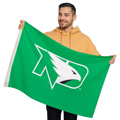 North Dakota Fighting Hawks College Sports Printed Flag - NCAA Licensed - Nylon - School Banner (Green, White, Black) (2' x 3')
